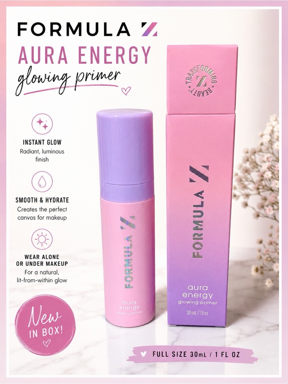 Formula Z Aura Energy Glowing Primer 30mL 1 fl oz Full Size New in Box